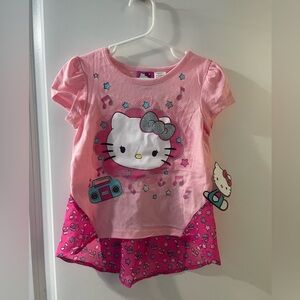 Hello Kitty Pink Short Sleeve Layered Graphic Tee